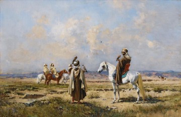 THE FALCONERS Victor Huguet Orientalist Oil Paintings